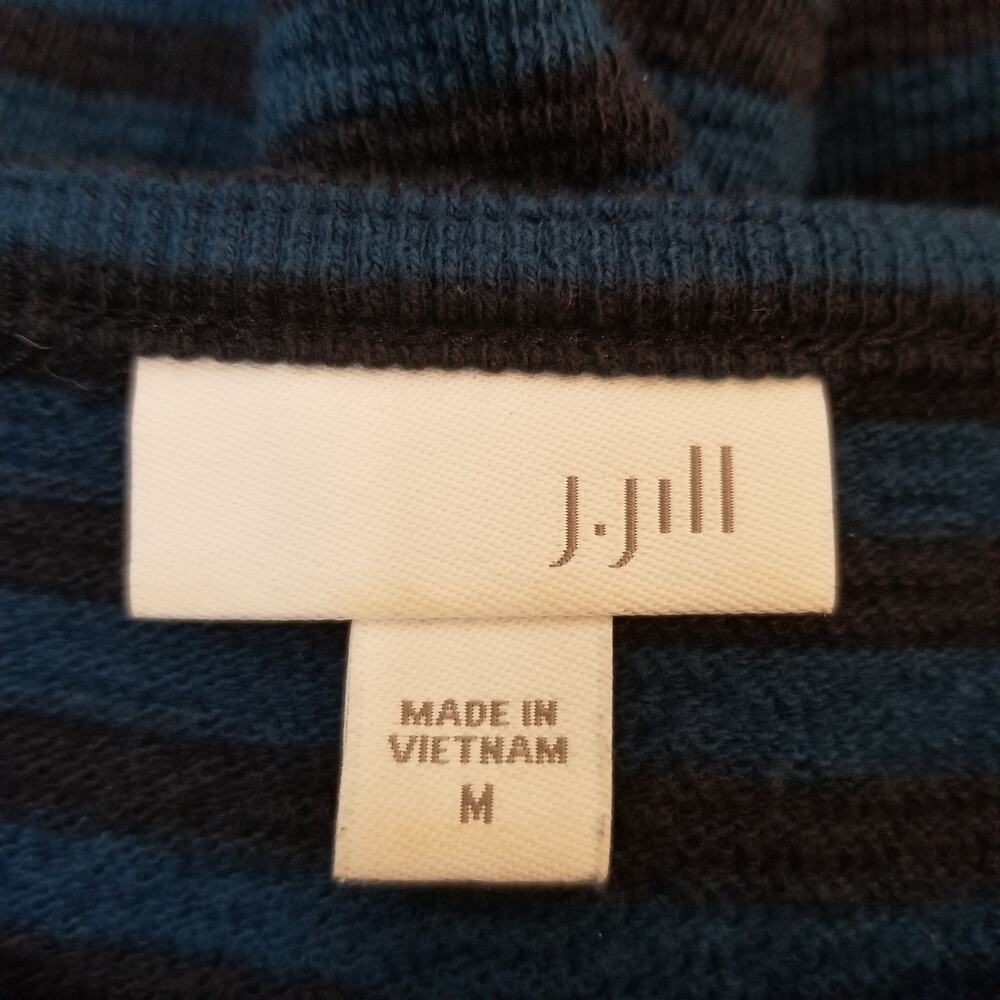 J. Jill Women's Long Sleeve Striped Tunic Knit Top Blue Black Cotton Size Medium - Picture 3 of 6